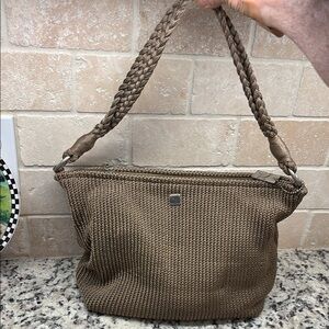 Lina‎ Braided Handle Crocheted brown Bag
